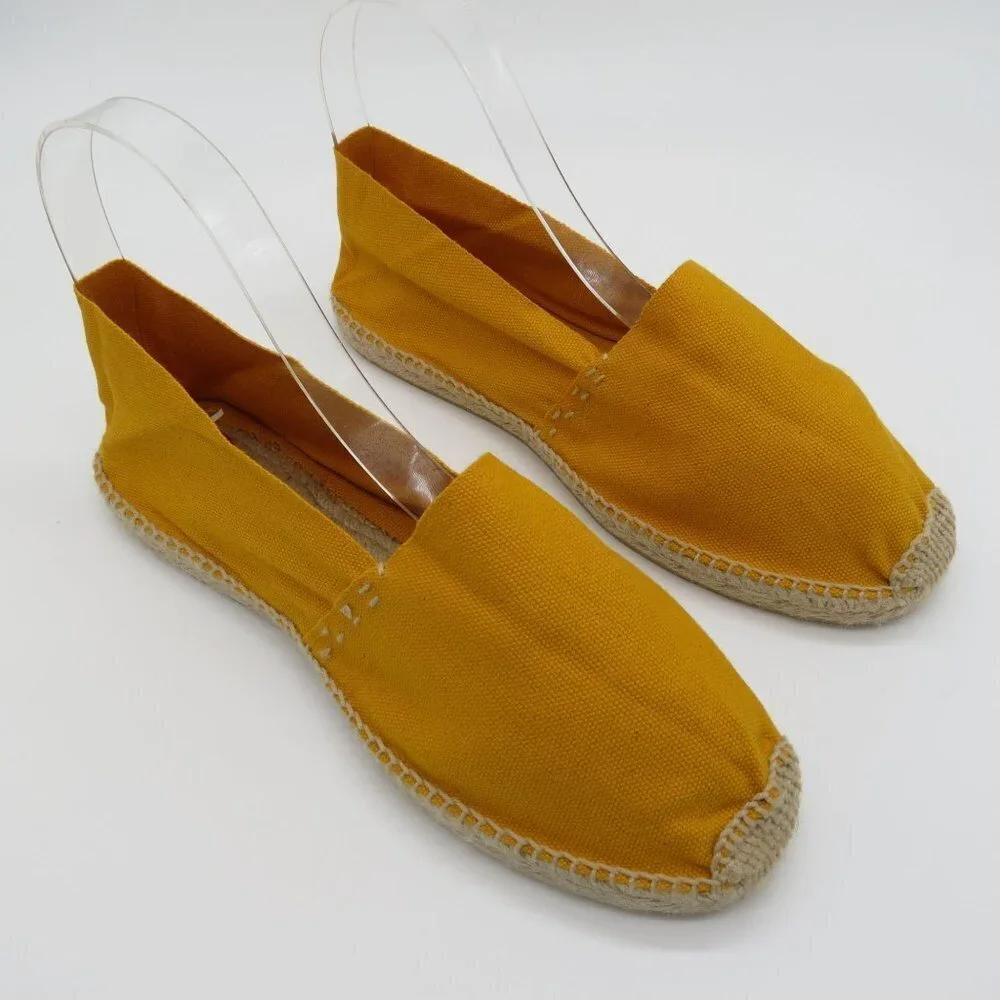 DIEGOS Golden Amber Canvas Flat Espadrilles Handmade in Spain 42 NWOT